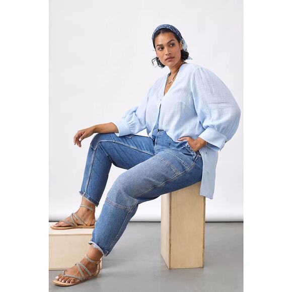 Anthropologie Pilcro The Wanderer Relaxed Jeans Plus Size 22W Blue Medium Wash - Picture 2 of 11